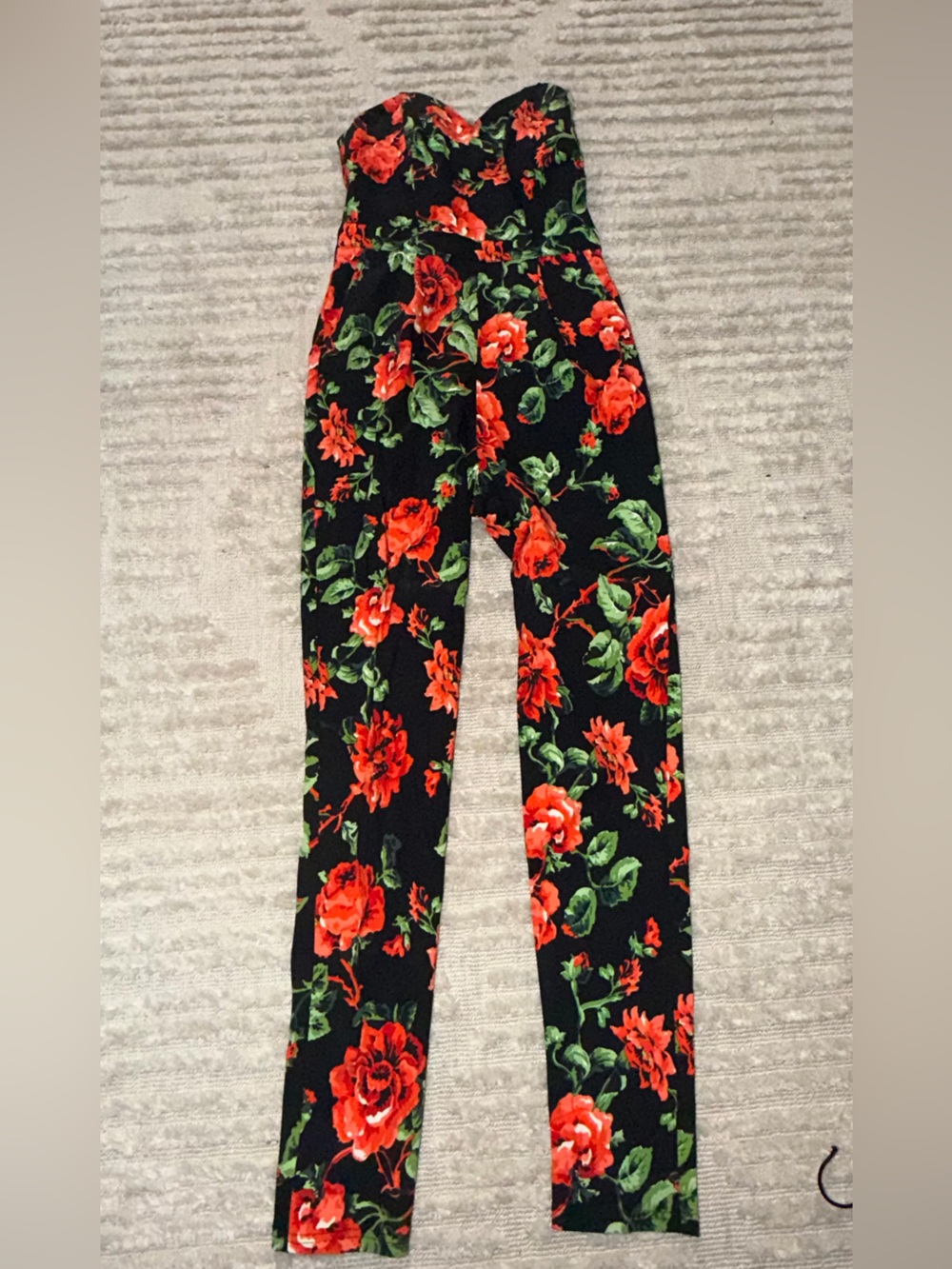 Black Floral Women's Waist Belt - Red Rose Print